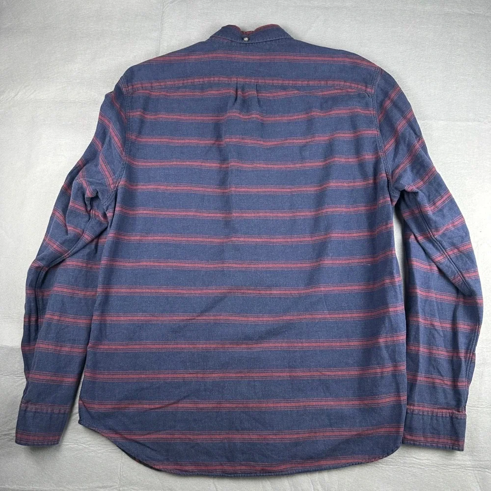 J.Crew Brushed Twill Shirt XL Blue Red Striped Long Sleeve Button Down Cotton
